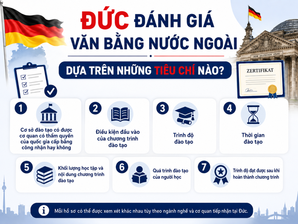 Đức đánh giá văn bằng nước ngoài theo những tiêu chí nào?