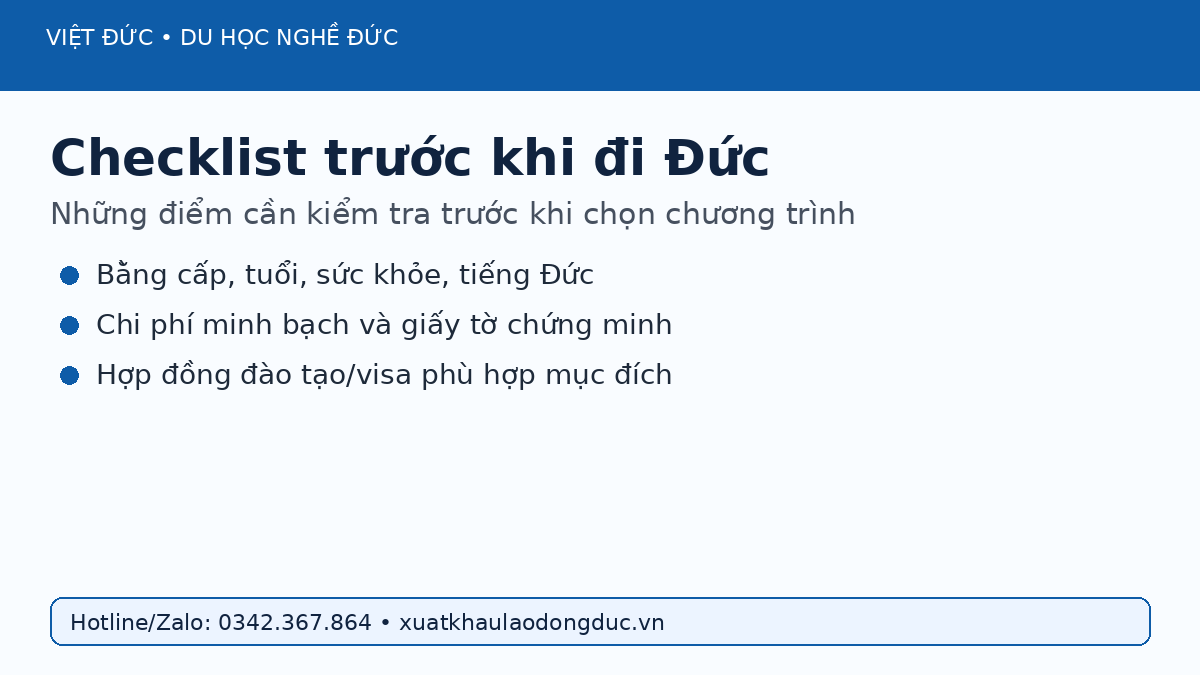 Checklist đi Đức làm việc và học nghề năm 2026
