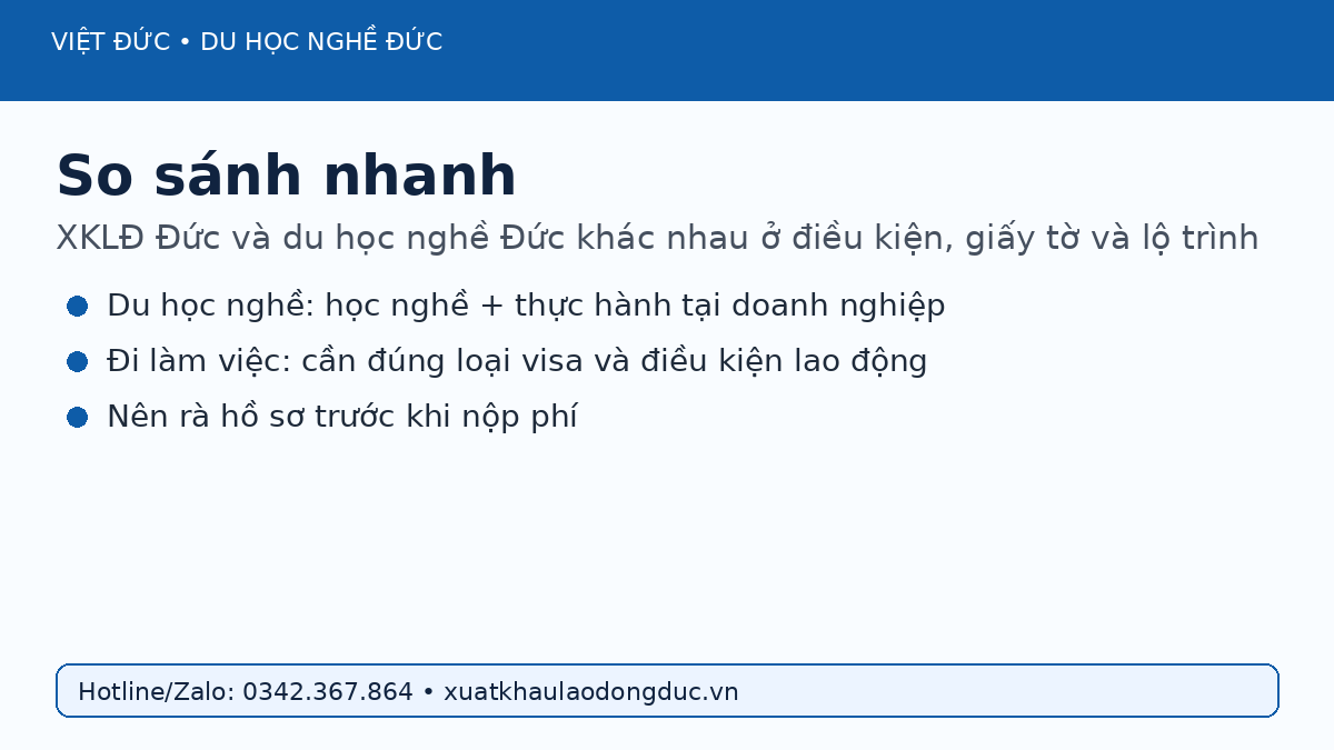 Bảng so sánh XKLĐ Đức và du học nghề Đức