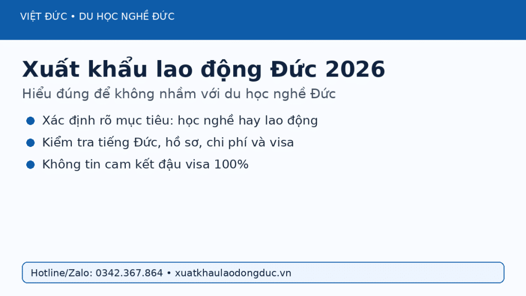 Xuất khẩu lao động Đức 2026 và du học nghề Đức khác nhau thế nào